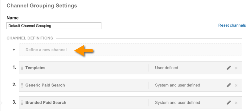 create a new channel in Google Analytics