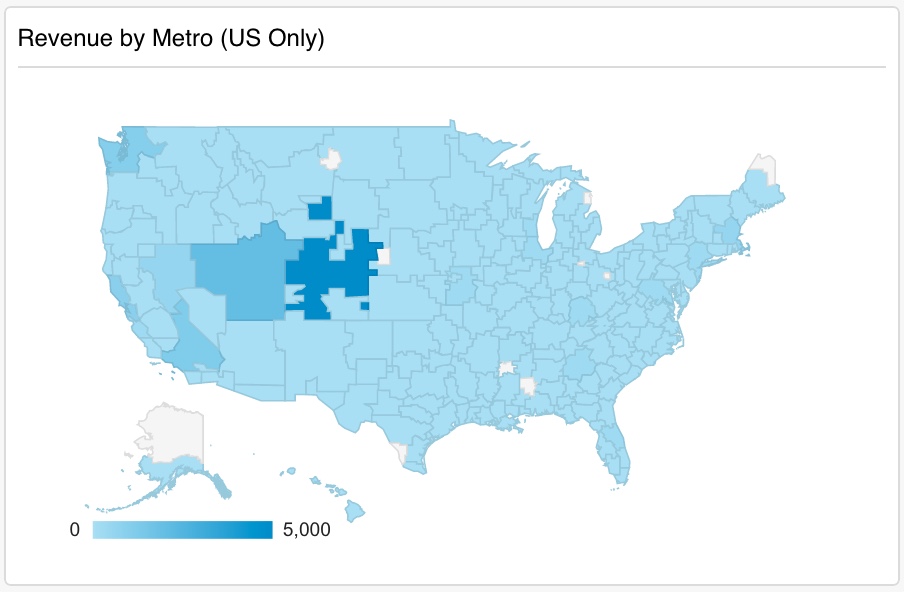 Google Analytics dashboard heatmap map