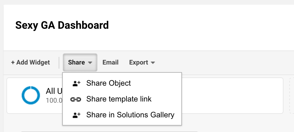 Google Analytics dashboard sharing