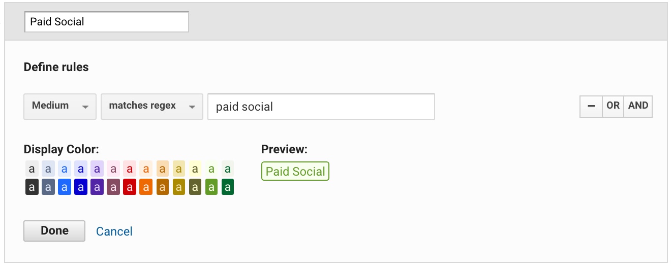 custom paid social channel in Google Analytics
